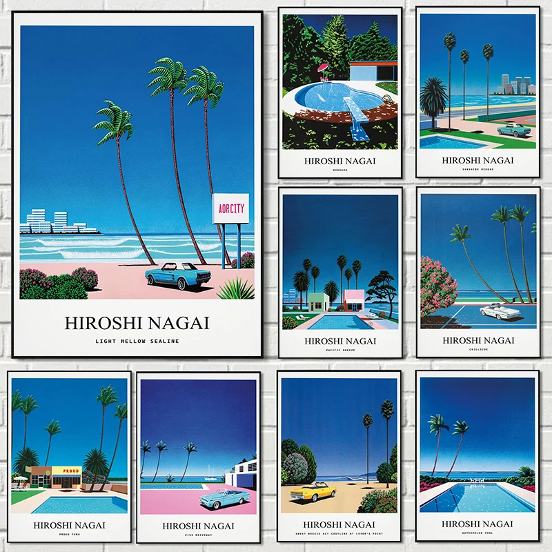 Home Decor Japanese - Vintage Nagai Hiroshi Vaporwave Japan Beach