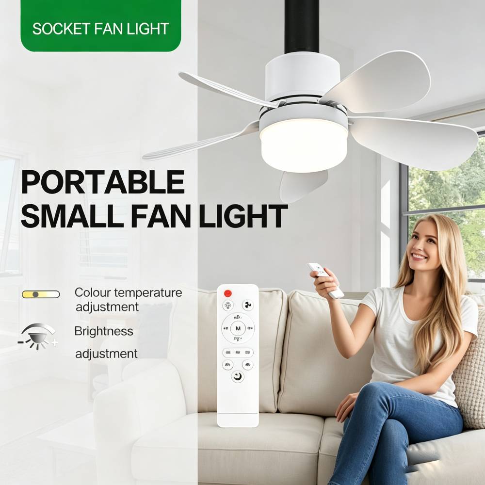 Home Decor Lighting - Socket Fan Light with Remote, Small