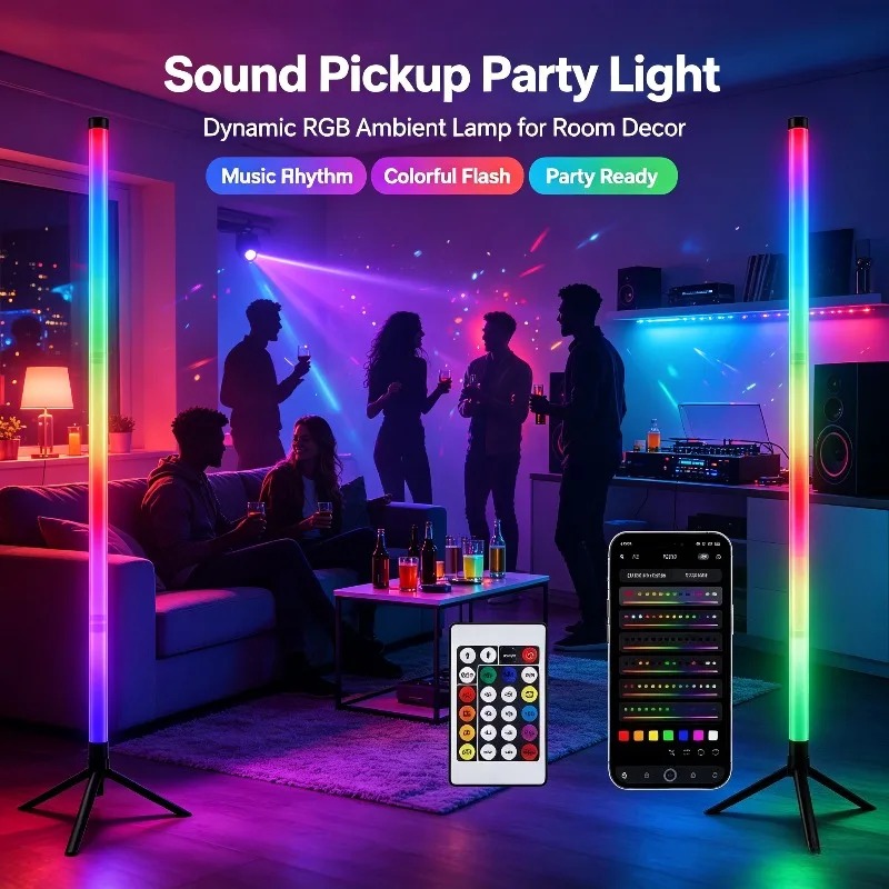 Home Decor Lighting - 2PCS 120CM RGB Floor Lamp, Sound