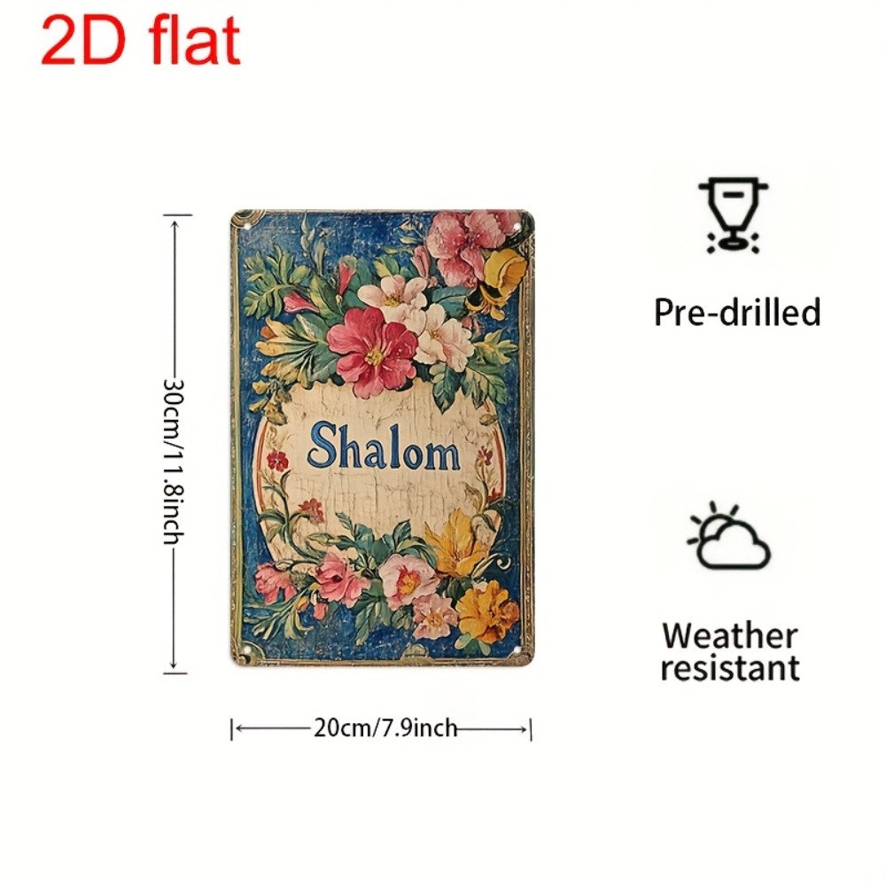 Home Decor Garden - CIFBUY Vintage Floral Shalom Aluminum Wall