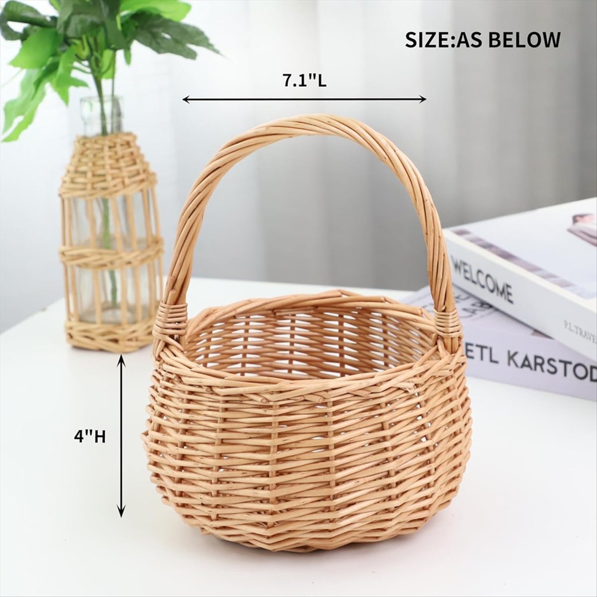 Wicker Picnic Basket with Hand - Home Decor Garden 评论和价格