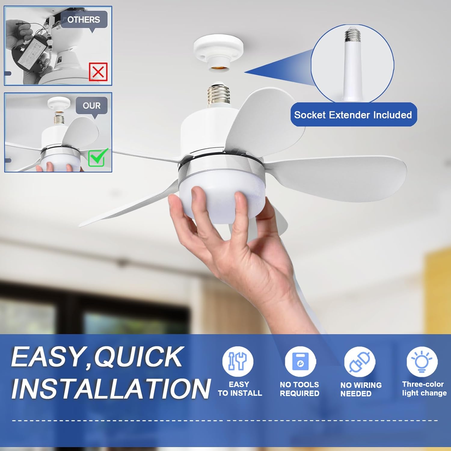 Socket Fan Light with Remote,  - Home Decor Lighting 评论和价格