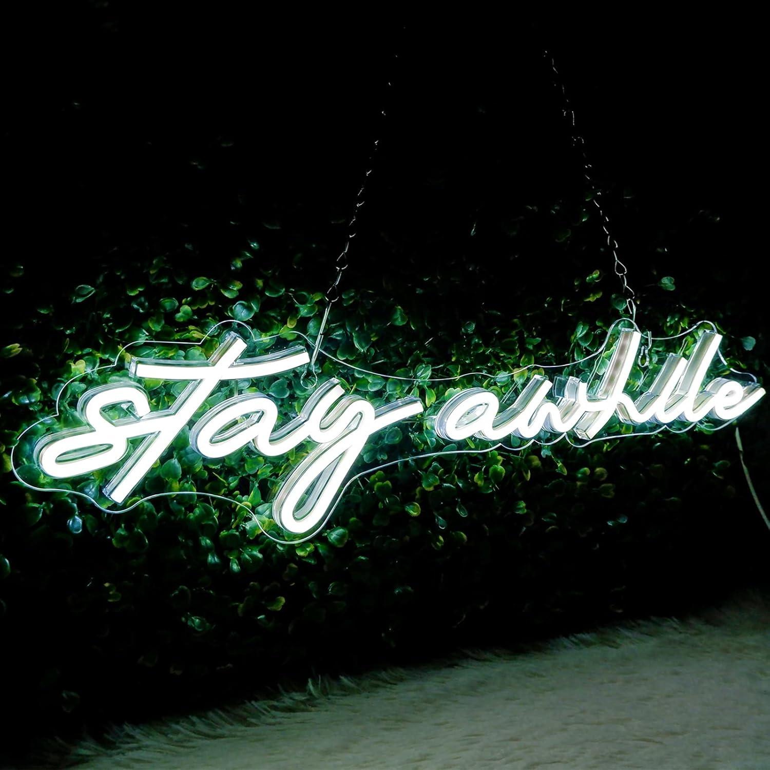 Stay Awhile Neon Signs USB Dim - Home Decor Lighting 评论和价格