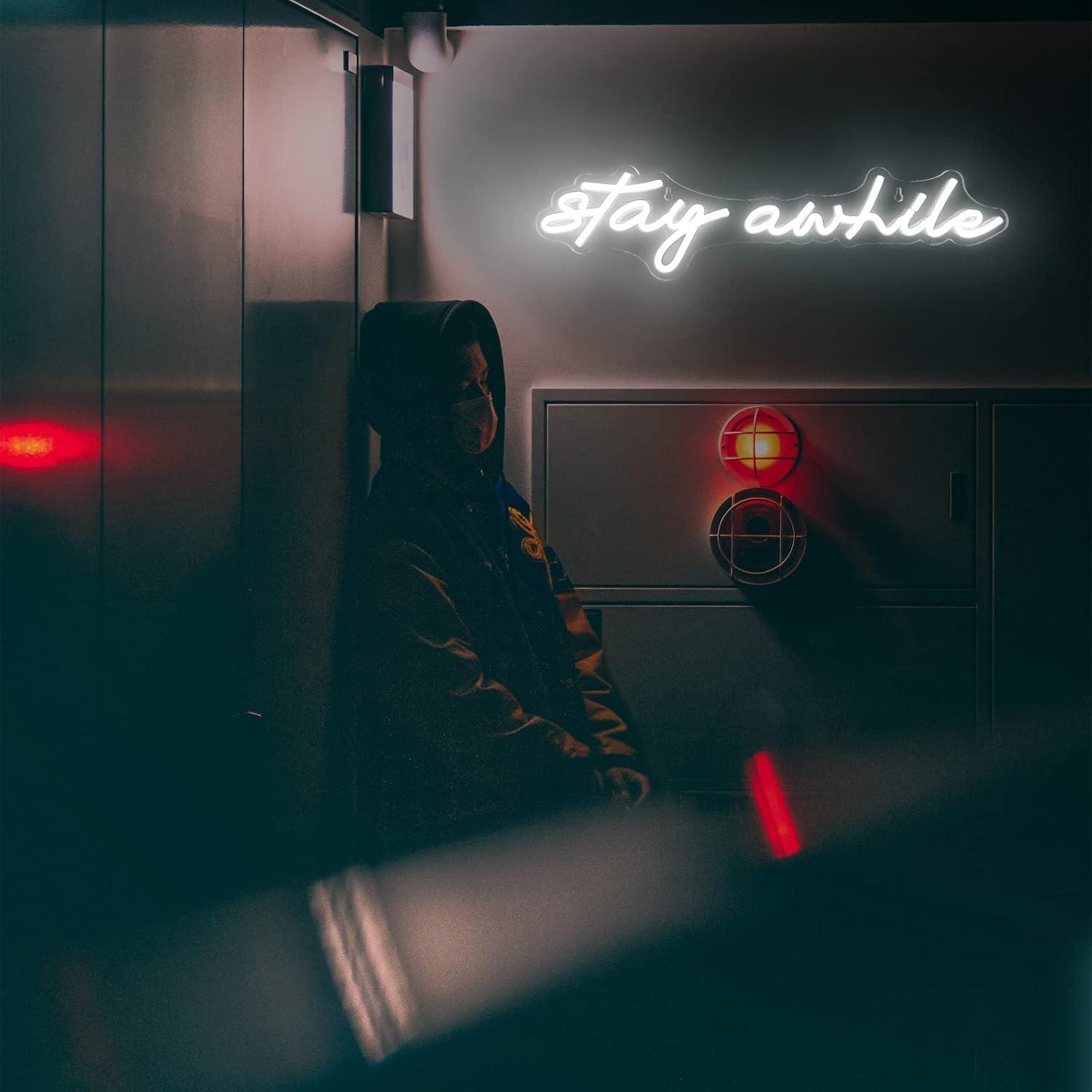 Stay Awhile Neon Signs USB Dim - Home Decor Lighting 评论和价格
