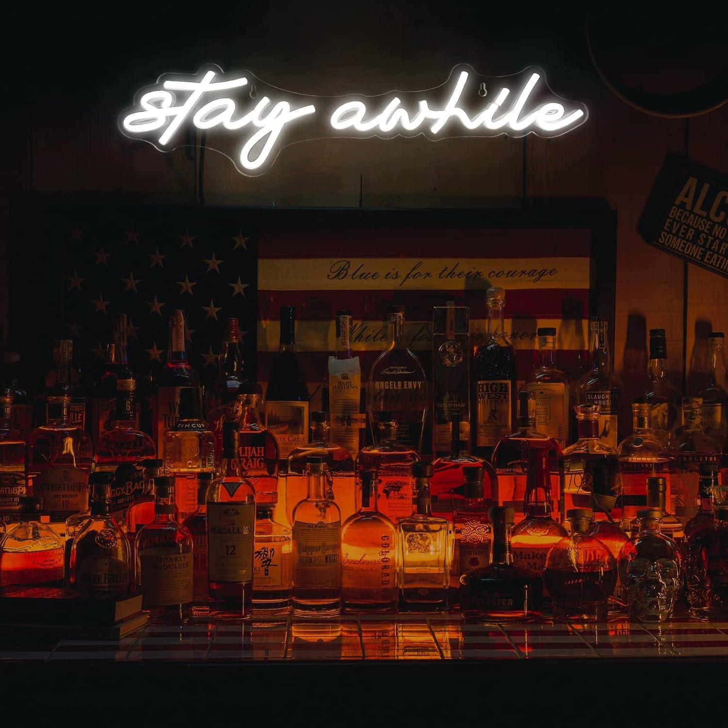 Stay Awhile Neon Signs USB Dim - Home Decor Lighting 评论和价格