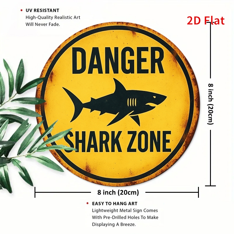 2D Metal Sign Shark Danger Zon - Home Decor Yellow 评论和价格