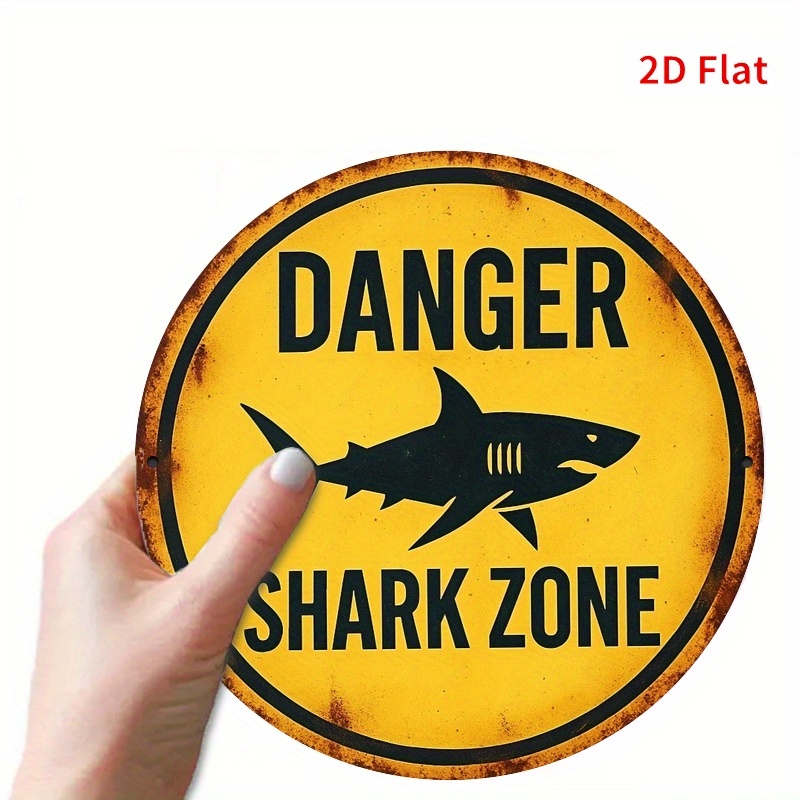 2D Metal Sign Shark Danger Zon - Home Decor Yellow 评论和价格