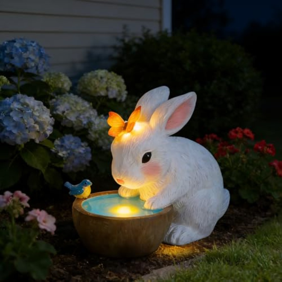Solar Bunny Garden Outdoor Sta - Home Decor Garden 评论和价格