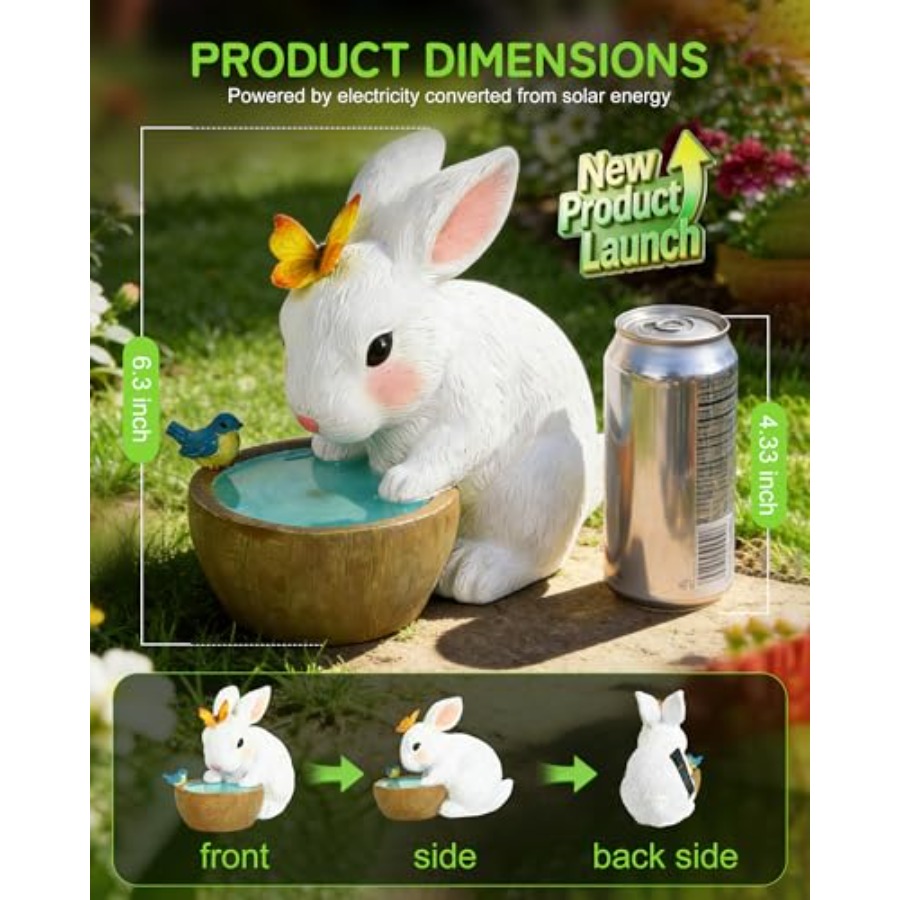 Solar Bunny Garden Outdoor Sta - Home Decor Garden 评论和价格
