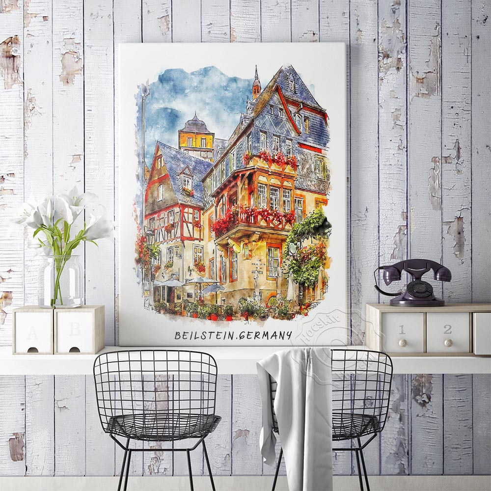 Watercolor Print, World Travel - Germany Home Decor 评论和价格