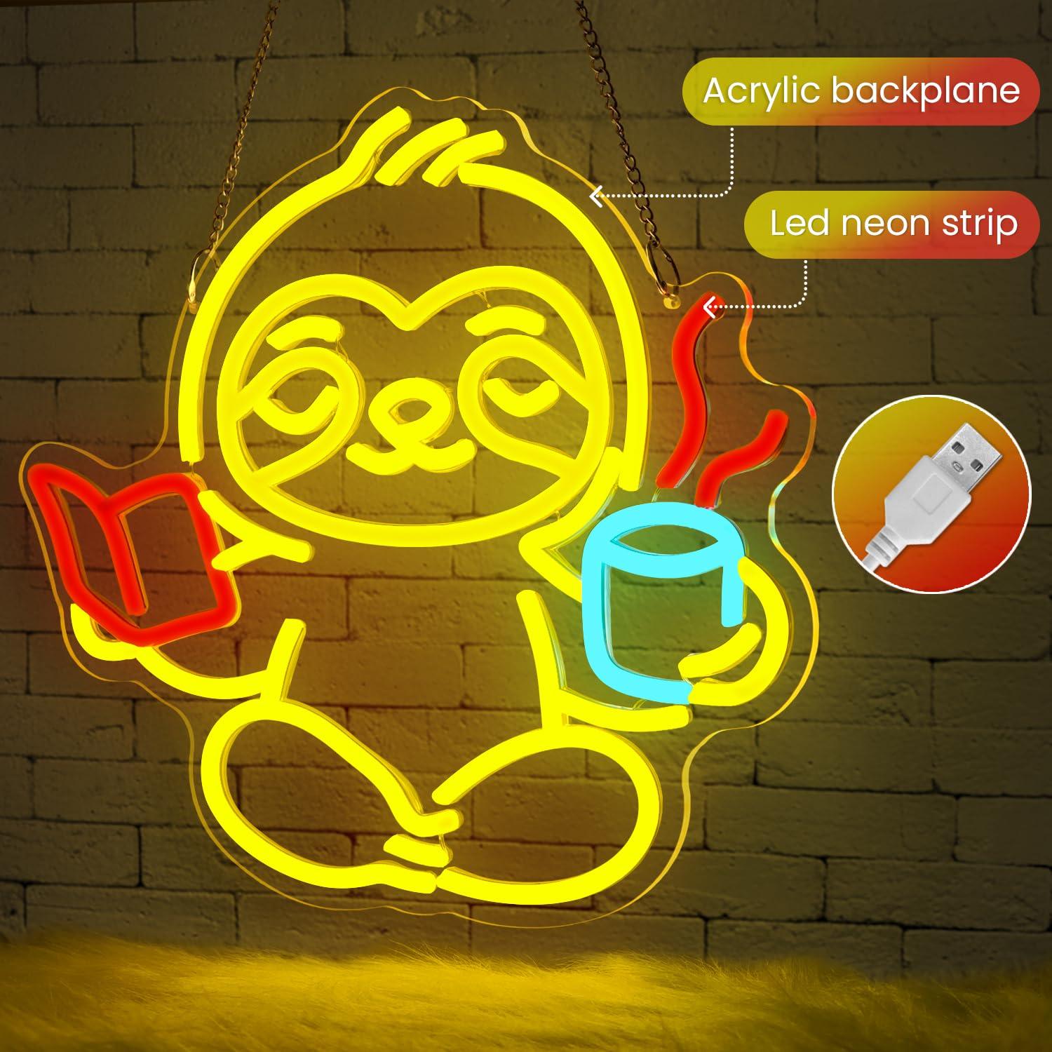 Sloth Neon Sign USB Dimmable L - Home Decor Lighting 评论和价格