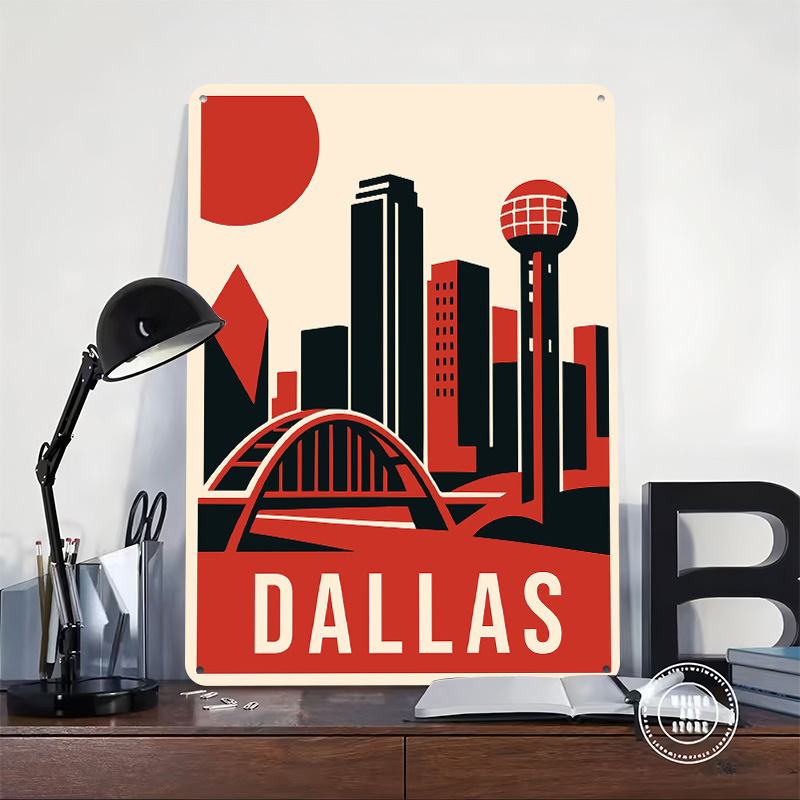 Dallas Vintage Travel Printed  - Home Decor Dallas 评论和价格