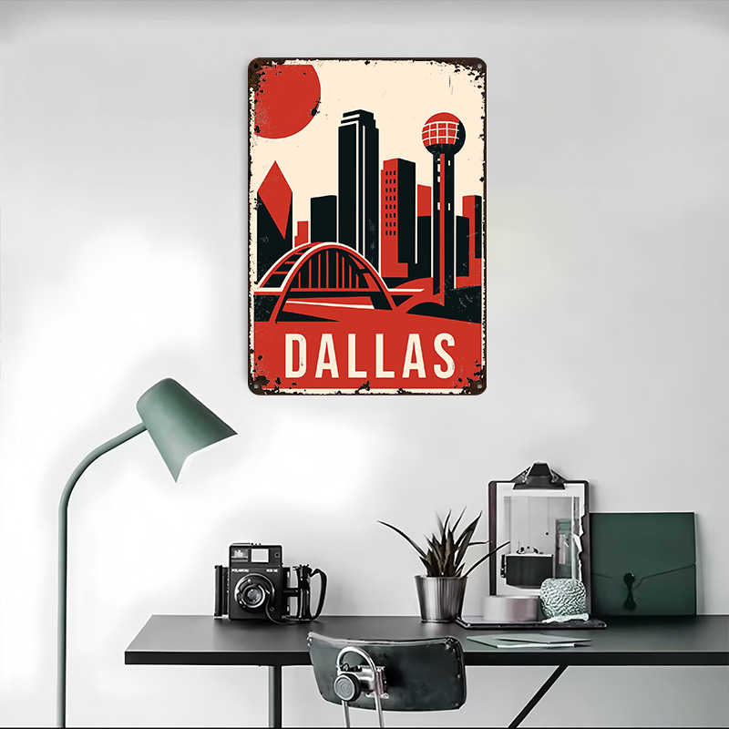 Dallas Vintage Travel Printed  - Home Decor Dallas 评论和价格