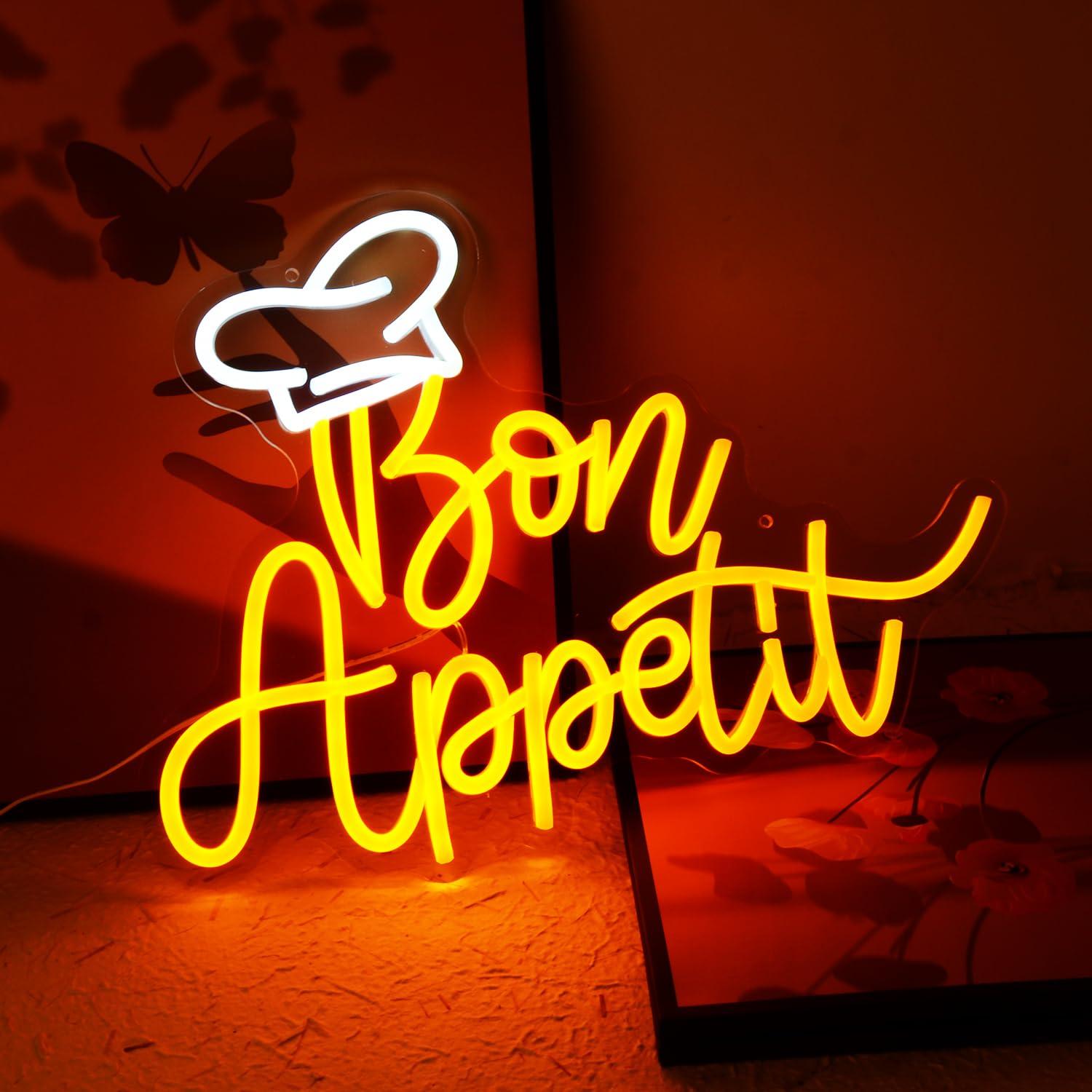 Bon Appetit Chef Hat Neon Sign - Home Decor Lighting 评论和价格